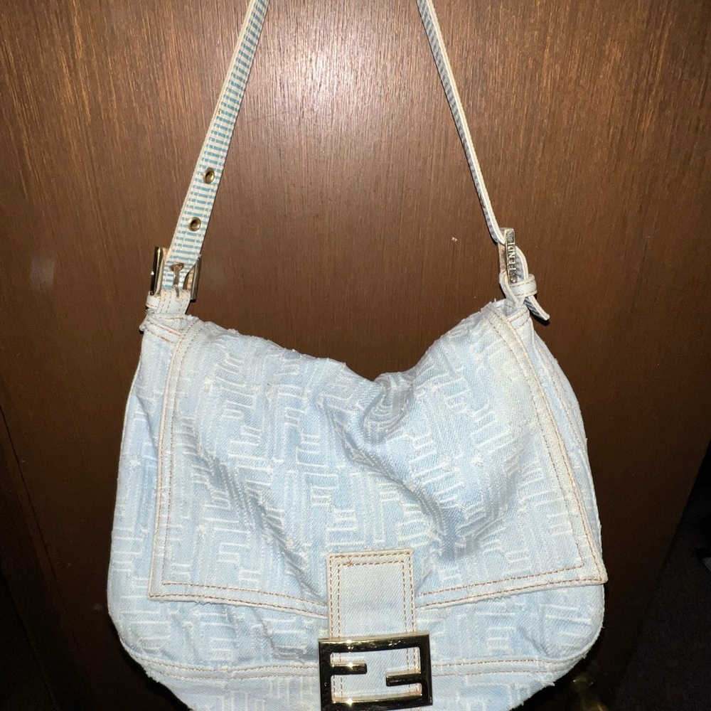 Fendi Sky Blue Monogram Shoulder Bag